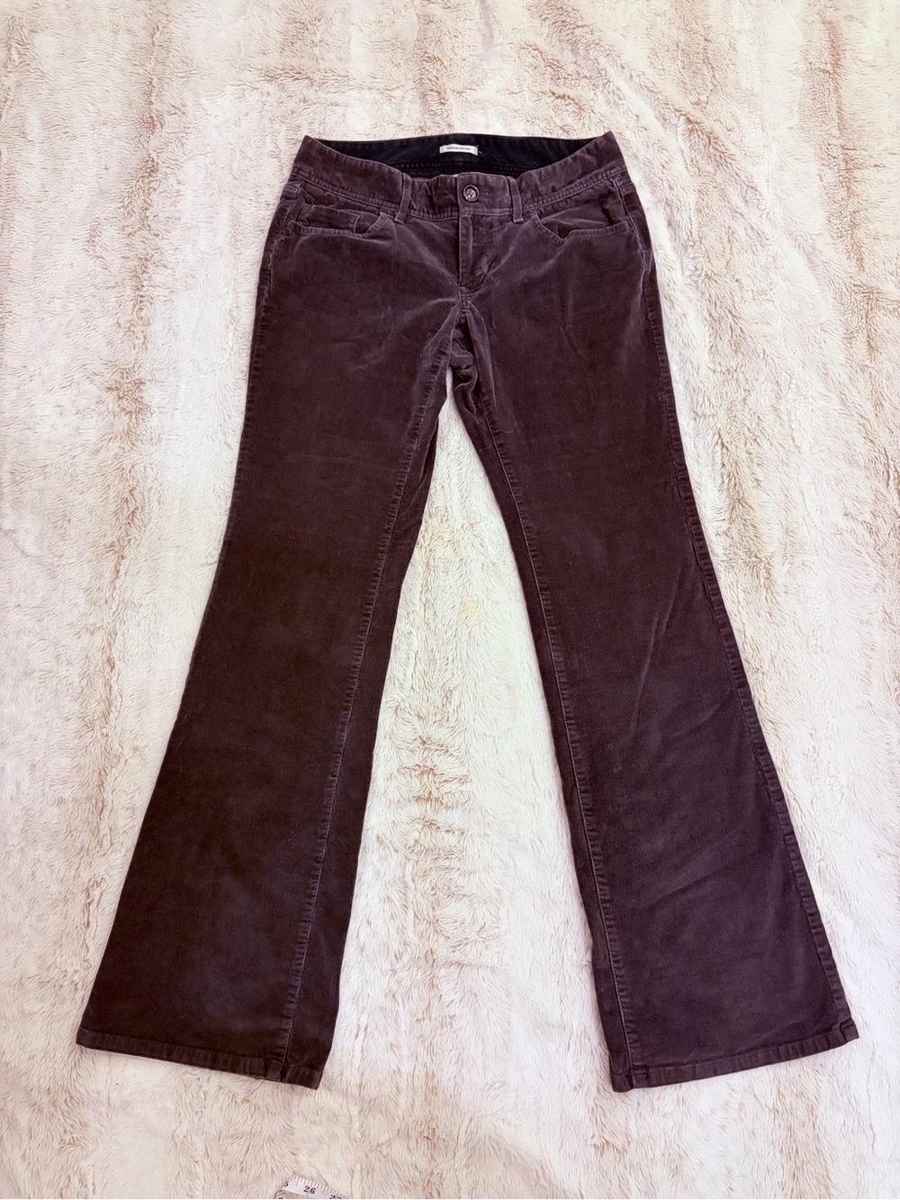 Vintage Y2K 2009 Banana Republic Charcoal Brown Corduroy Flare Pants Low Rise